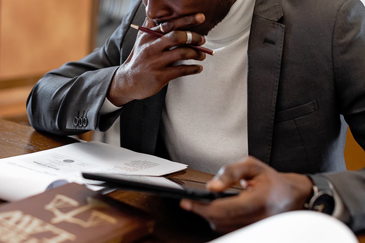 Man working at his desk and thinking.