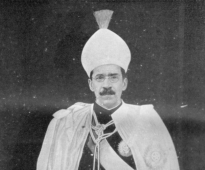Grayscale Photo of  Mir Osman Ali Khan in 1926