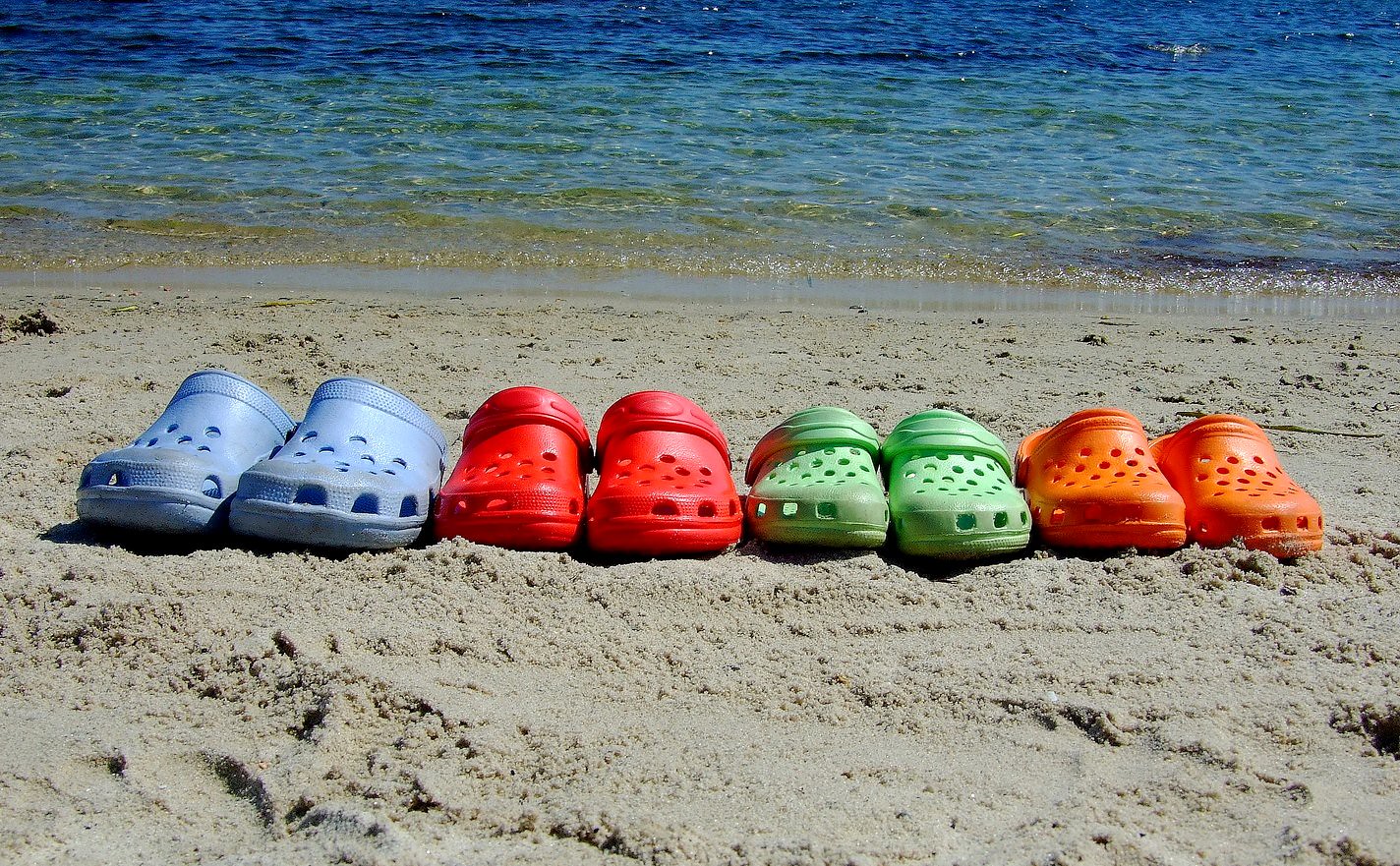 crocs on the beach