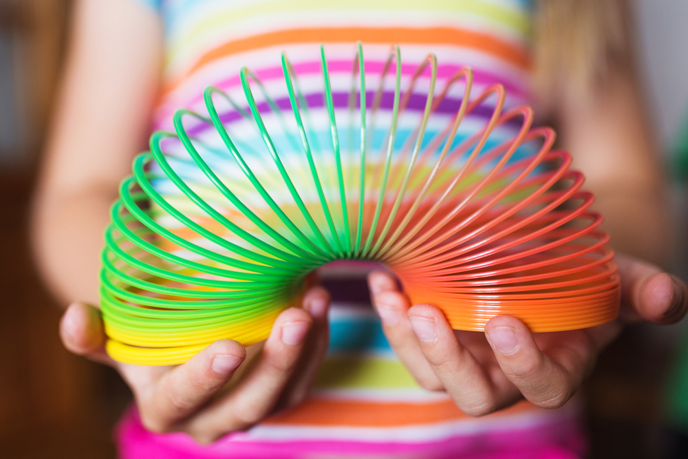 multi-colored slinky toy