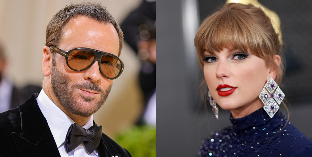 Tom Ford and Taylor Swift split image