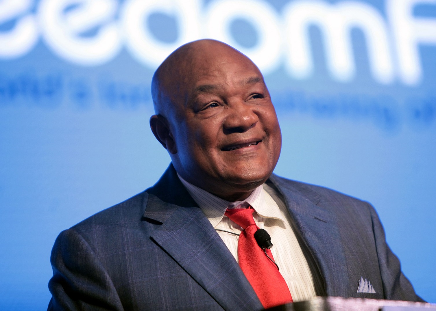 George Foreman speaking at the 2016 FreedomFest.