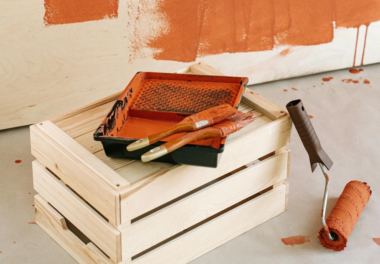 Wooden Box and Painting Materials