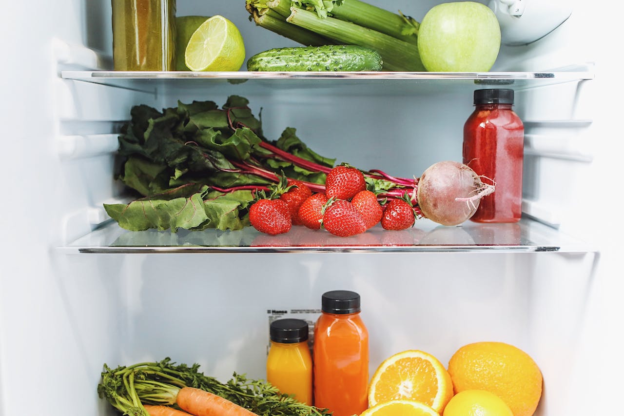 Close-up Photo of Assorted Fruits and Vegetables in Refrigerator
