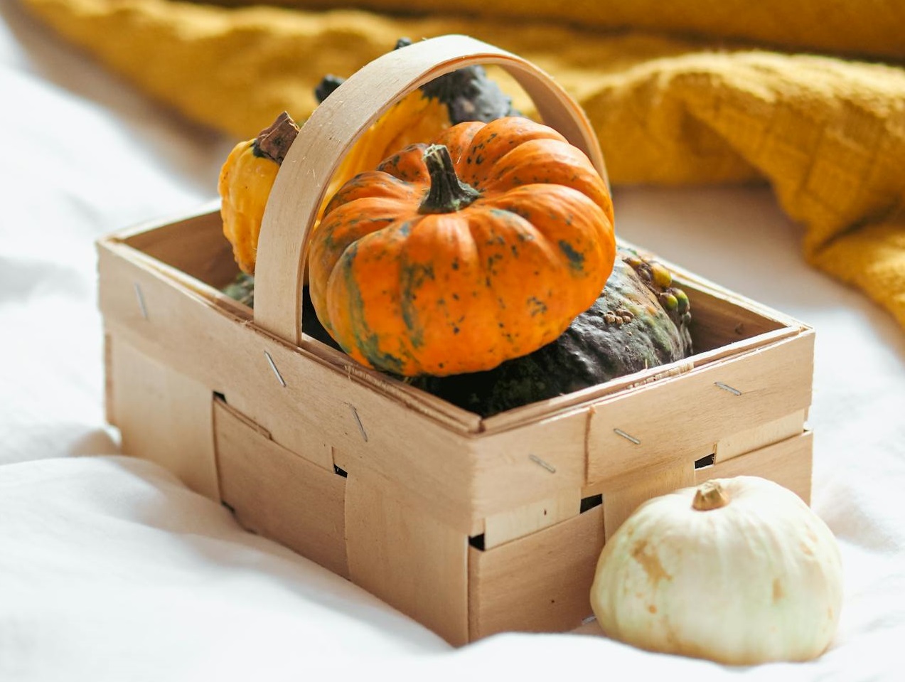 Pumpkins in Wooden Basket