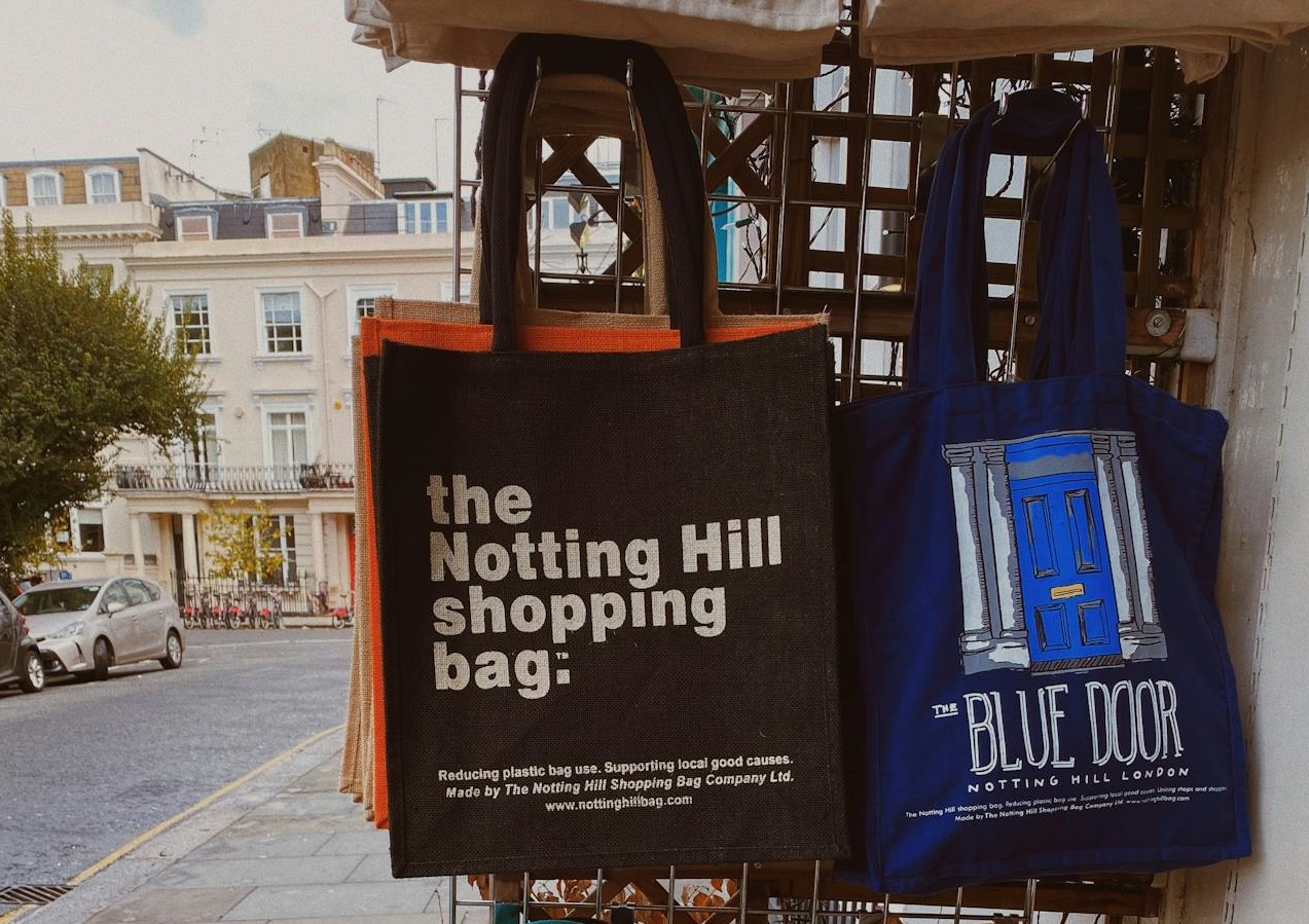 Tote Bags Hanged on a Metal Rack