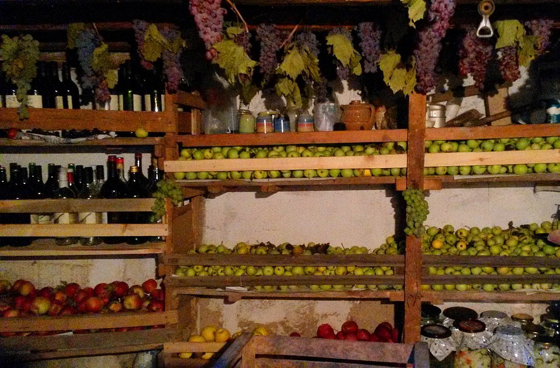 Fruits Vegetables and other products stored in basement