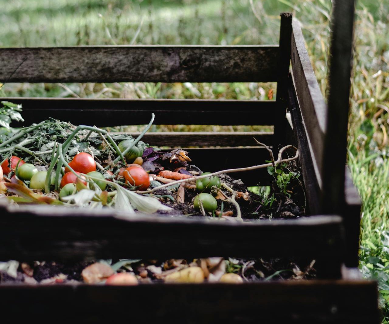 Close Up Photo of Compost in a wooden rack