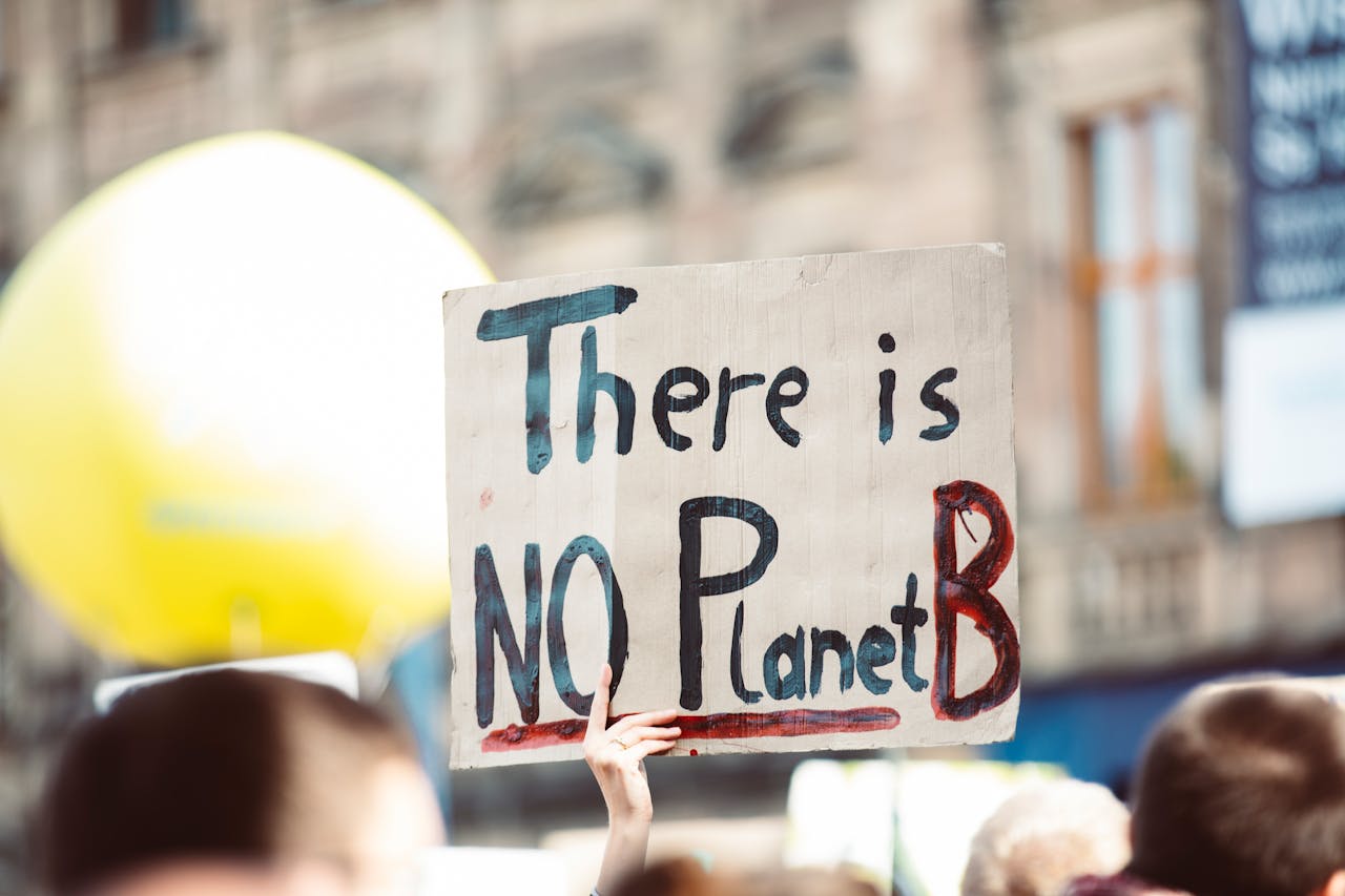 image of a person holding sign for climate changes