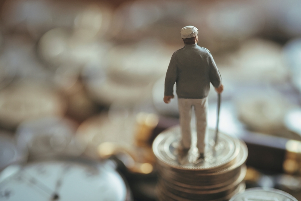 Miniature senior men and money