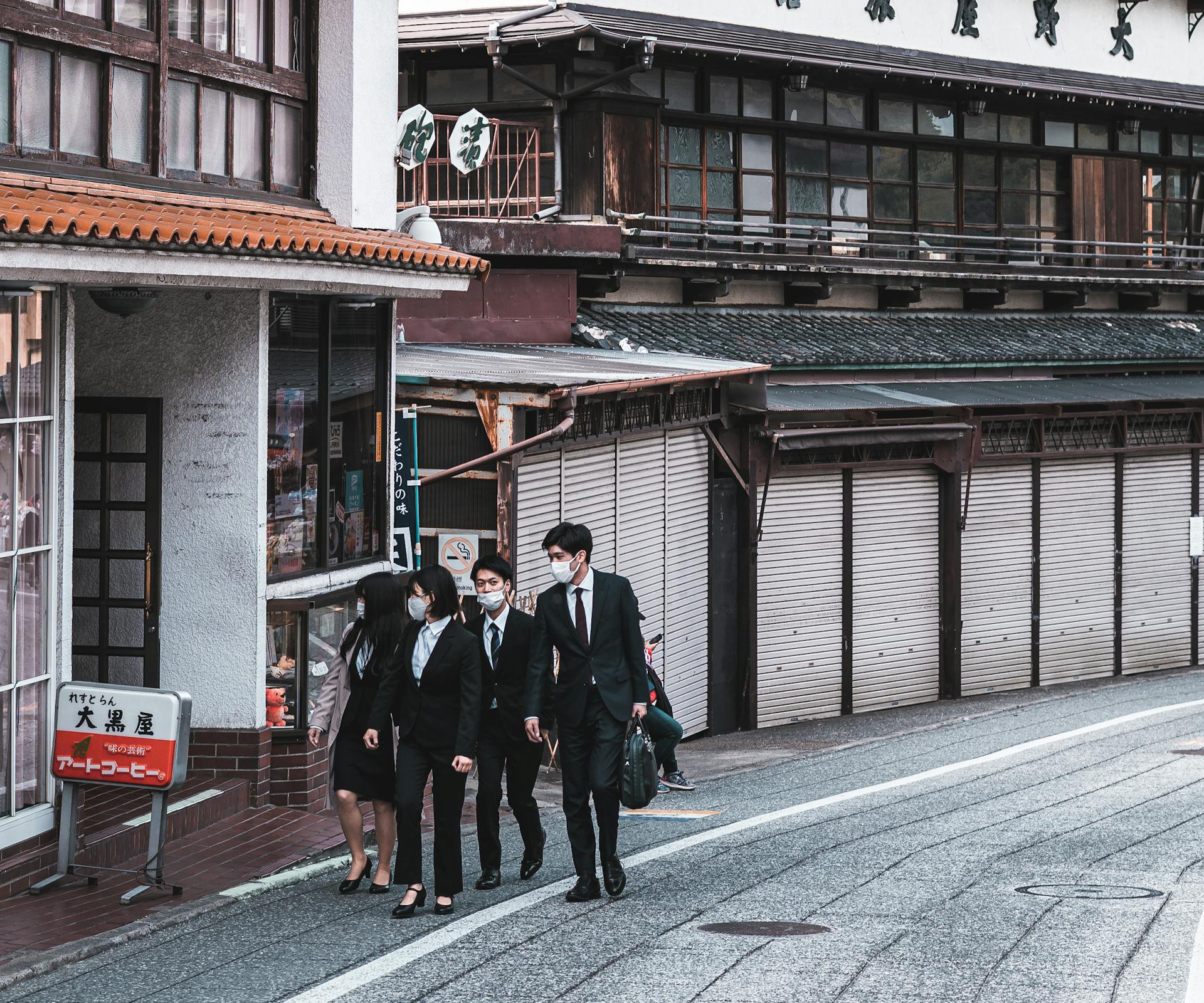 Young People in Suits on Street