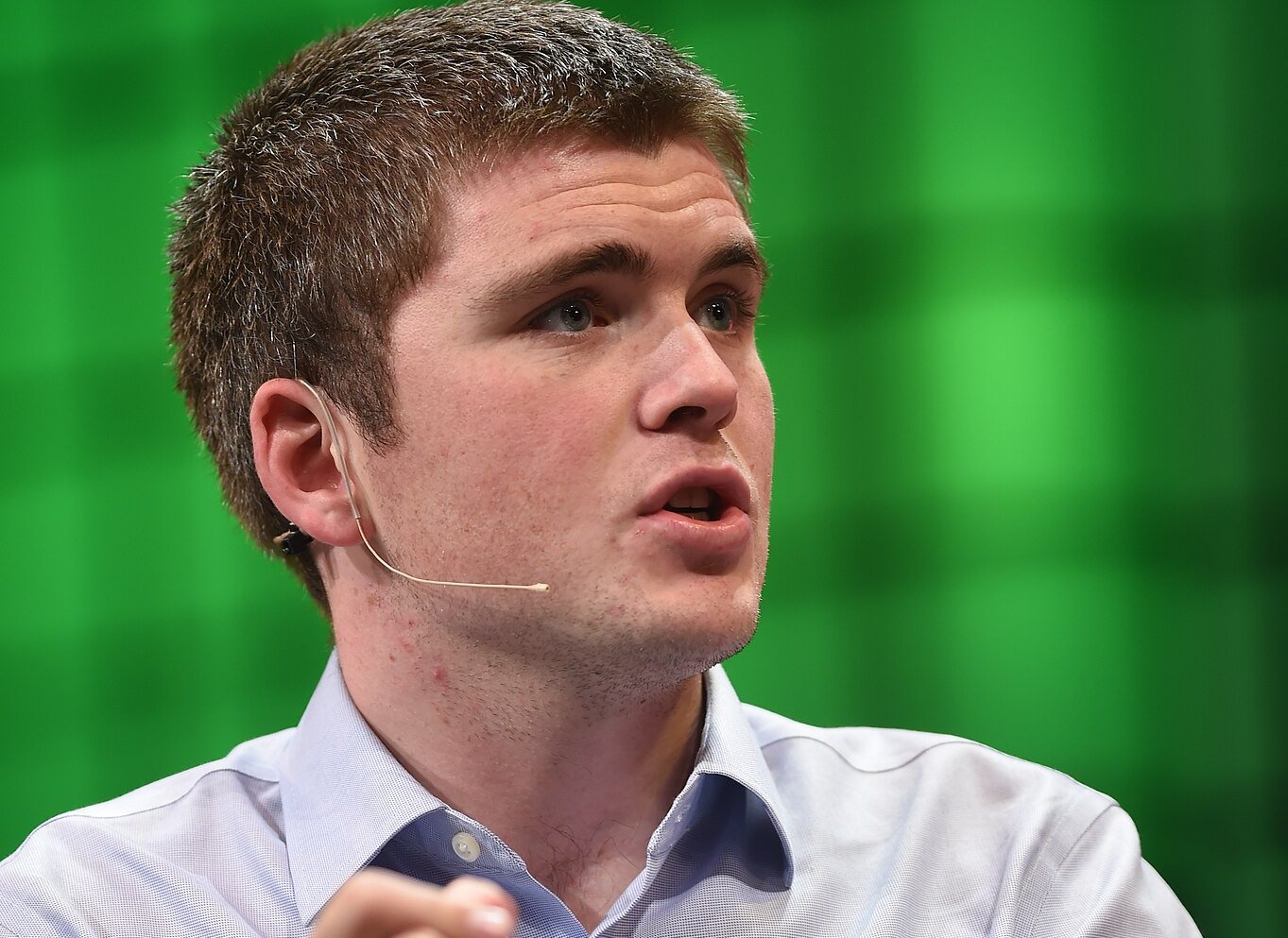 John Collison wearing blue shirt