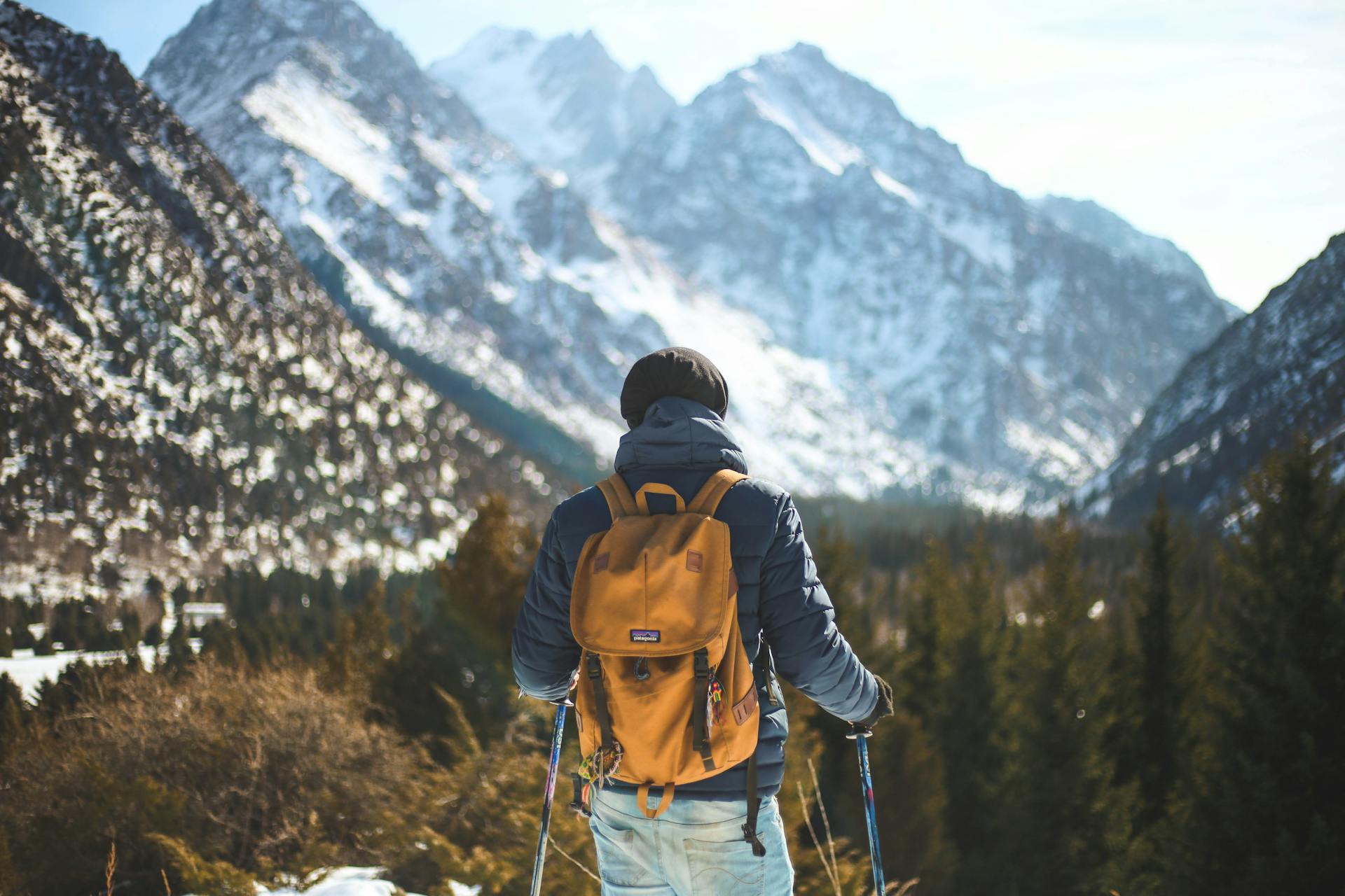 Person looking over the mountains