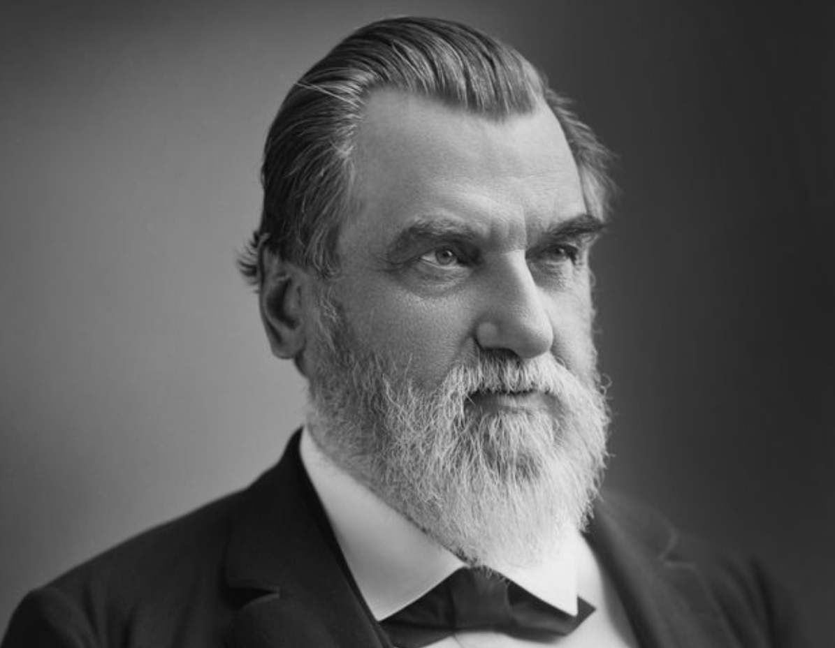 Cropped photograph of U.S. businessman, Leland Stanford - 1890