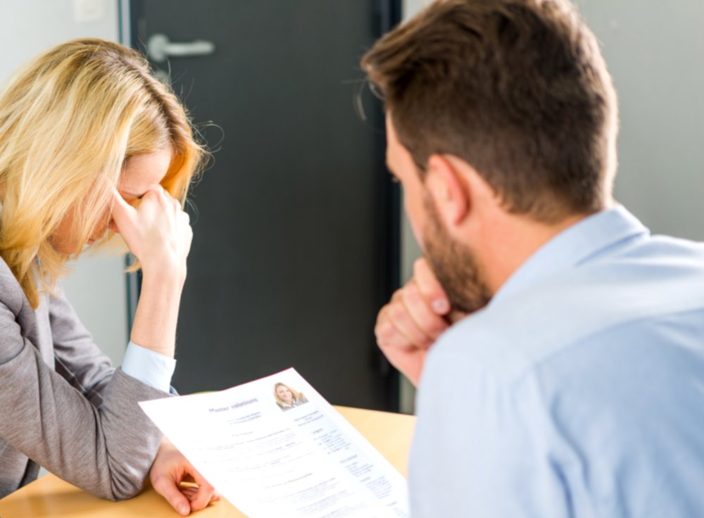 Portrait Photo of a woman during a job interview in office