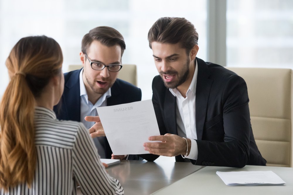 Portrait Photo of a woman during a job interview in office