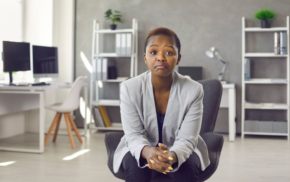 Portrait Photo of a woman during a job interview in office