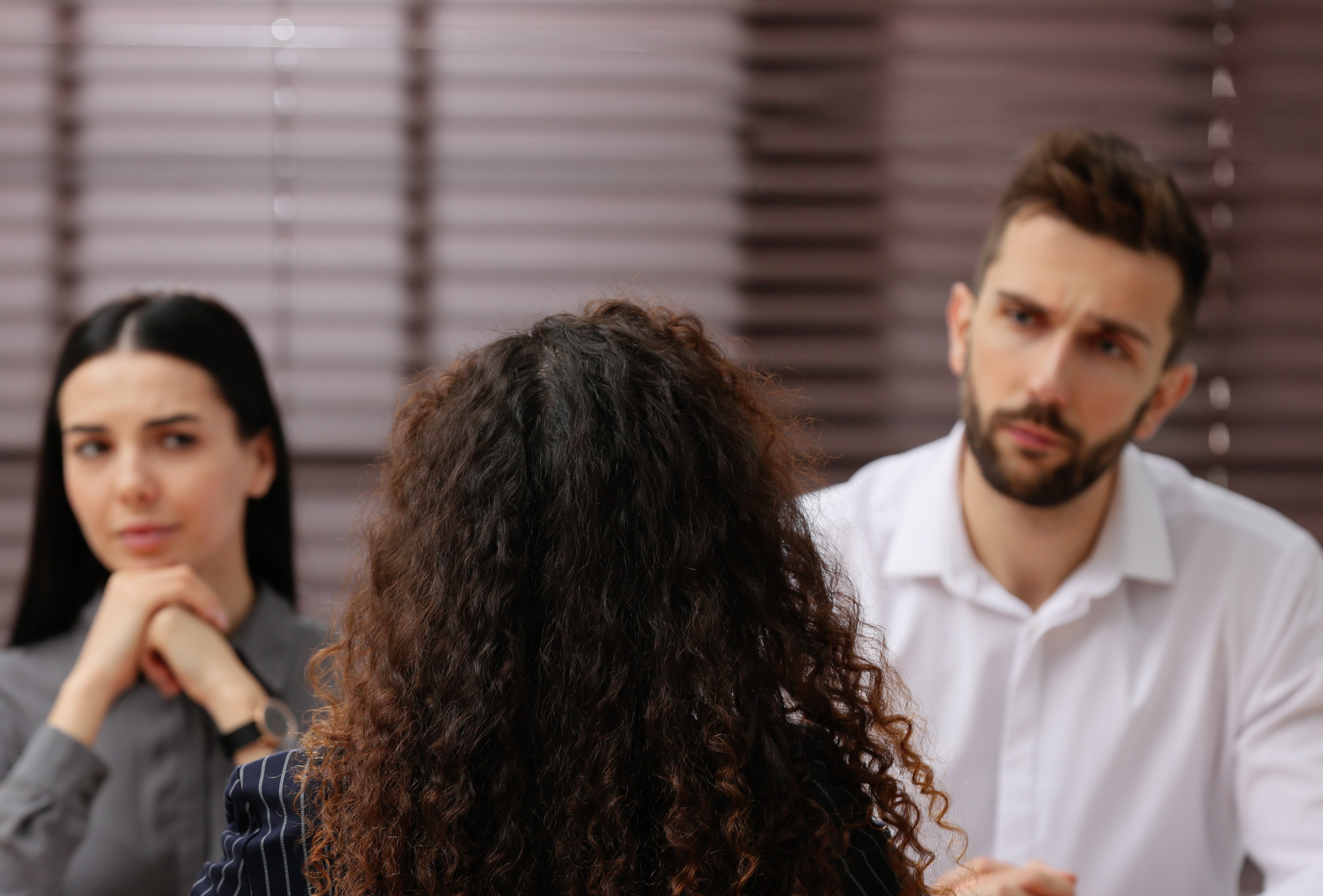 Portrait Photo of a woman during a job interview in office