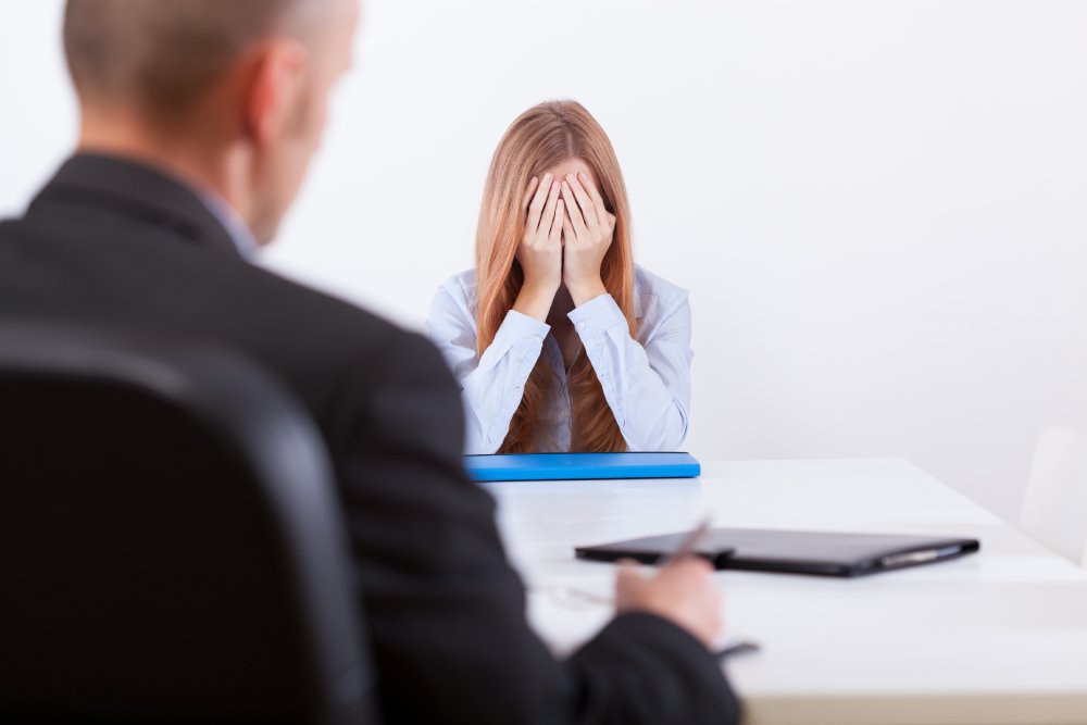 Portrait Photo of a woman during a job interview in office