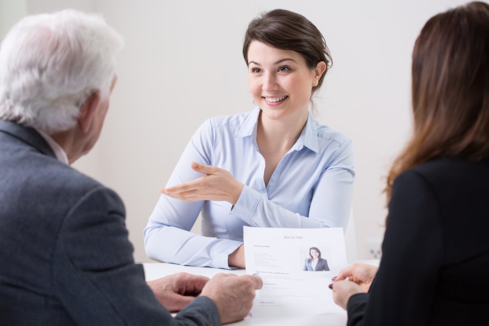 Portrait Photo of a woman during a job interview in office