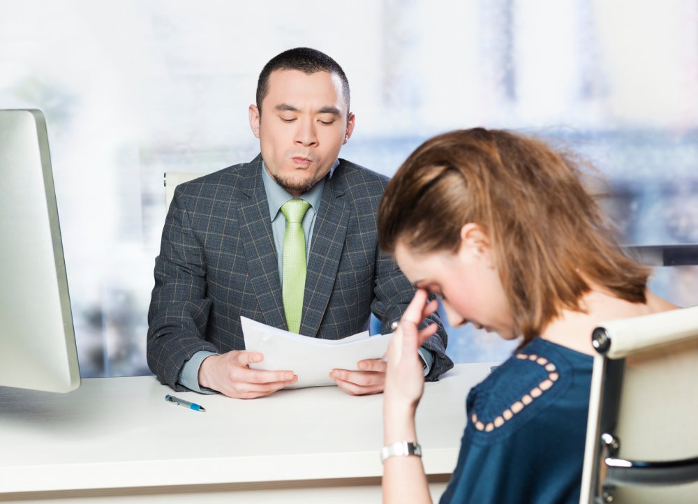 Portrait Photo of a man during a job interview in office