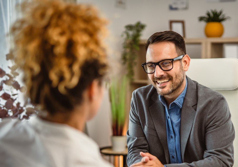 Portrait Photo of a man during a job interview in office