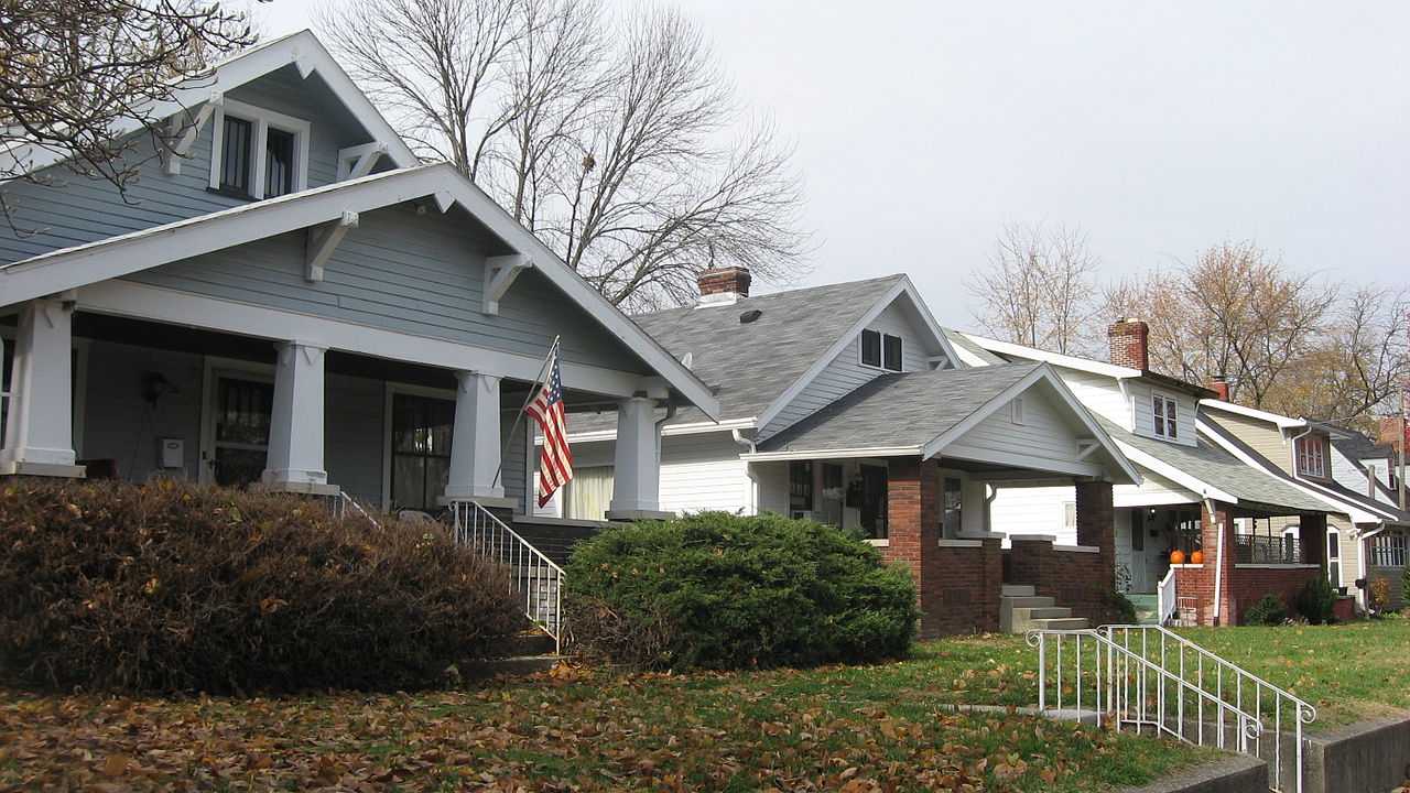 Houses on the western side of the first block of N. Webster Avenue in Indianapolis