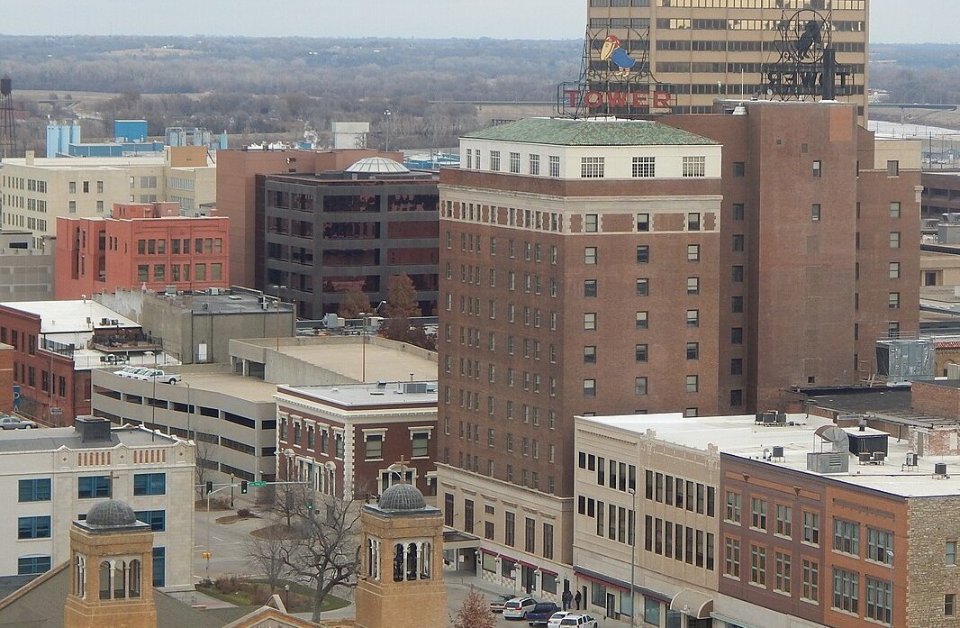Downtown Topeka view from Kansas State Capitol dome