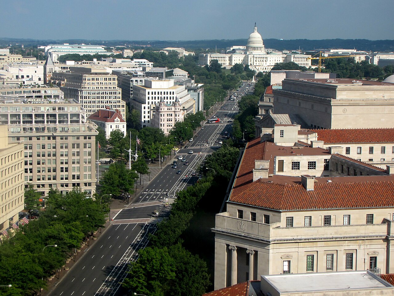 View from the Old Post Office tower down Pennsylvania Avenue NW in Washington DC