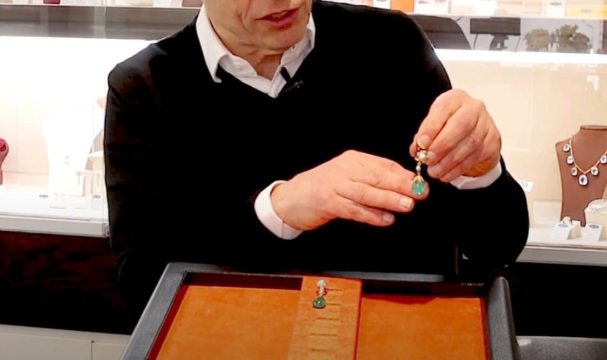 Yellow Gold And Emerald Drop Earrings