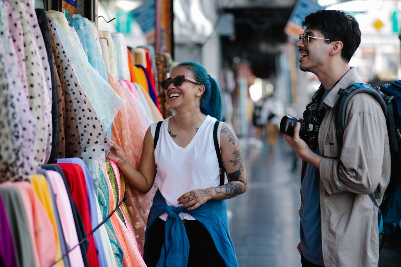 Woman Holding a Textile