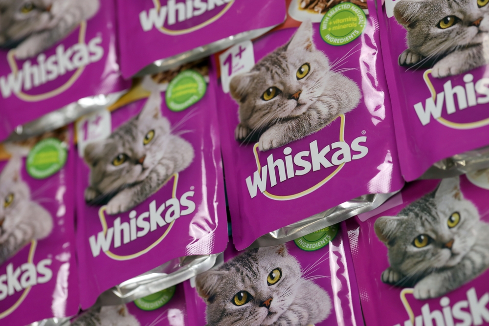 Whiskas is a global brand of cat food produced by the American company Mars, Inc