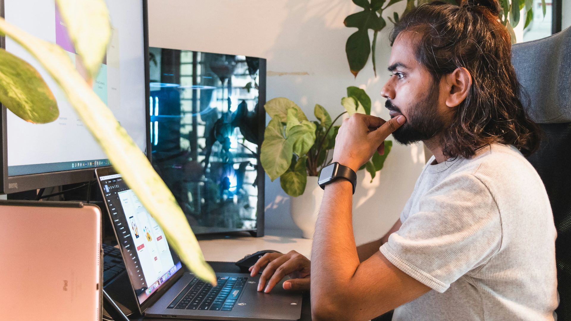 a man using a laptop