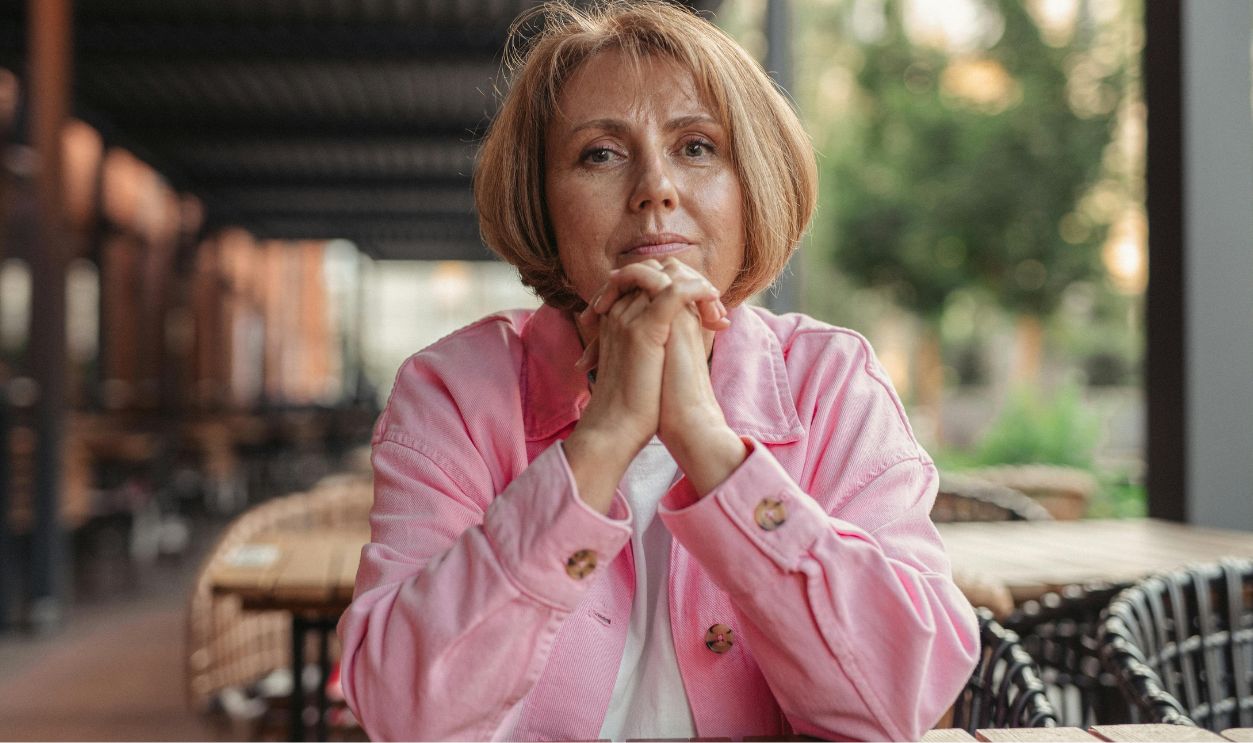 Woman in pink jacket
