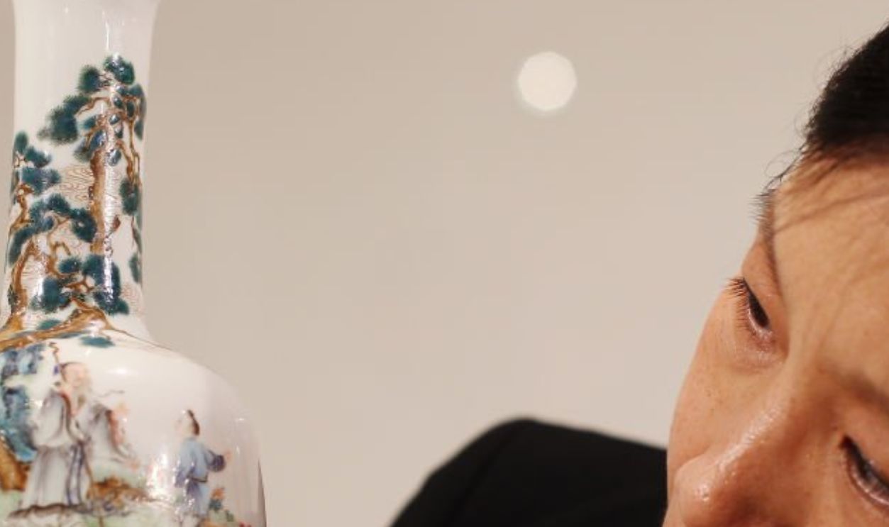 Tsang Chi-fan, Specialist Head of Department, Chinese Ceramics & Works of Art Department, Christie's Hong Kong shows an important and very fine inscribed falangcai enamelled 