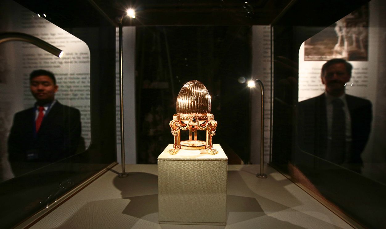 Gettyimages -	Carl Faberge's Lost Third Imperial Easter Egg Goes On Display LONDON, ENGLAND - APRIL 16: The Third Faberge Imperial Easter Egg is displayed at Court Jewellers Wartski on April 16, 2014 in London, England. This rare Imperial Faberge Easter Egg, made for the Russian Royal family in 1887, thought to be worth tens of millions of dollar, was seized by the Bolsheviks after the Russian revolution. It was sold at auction in New York in 1964 as a 'Gold watch in egg form case' for $2450 - its provenance then unknown. Later a buyer in the US Mid-West bought it for possible scrap metal value until he discovered it's true value. (Photo by Peter Macdiarmid/Getty Images)