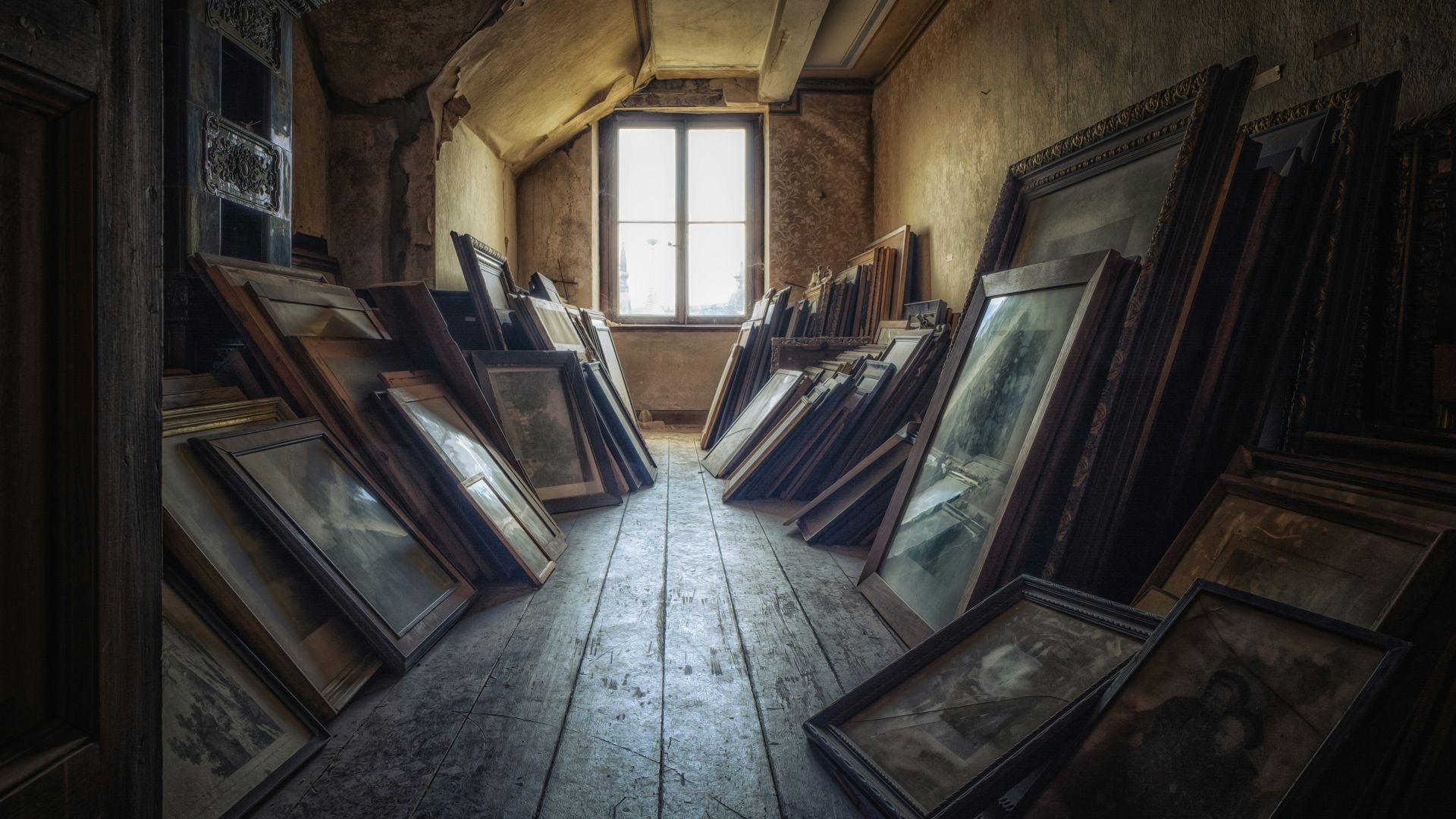 brown wooden framed glass windows