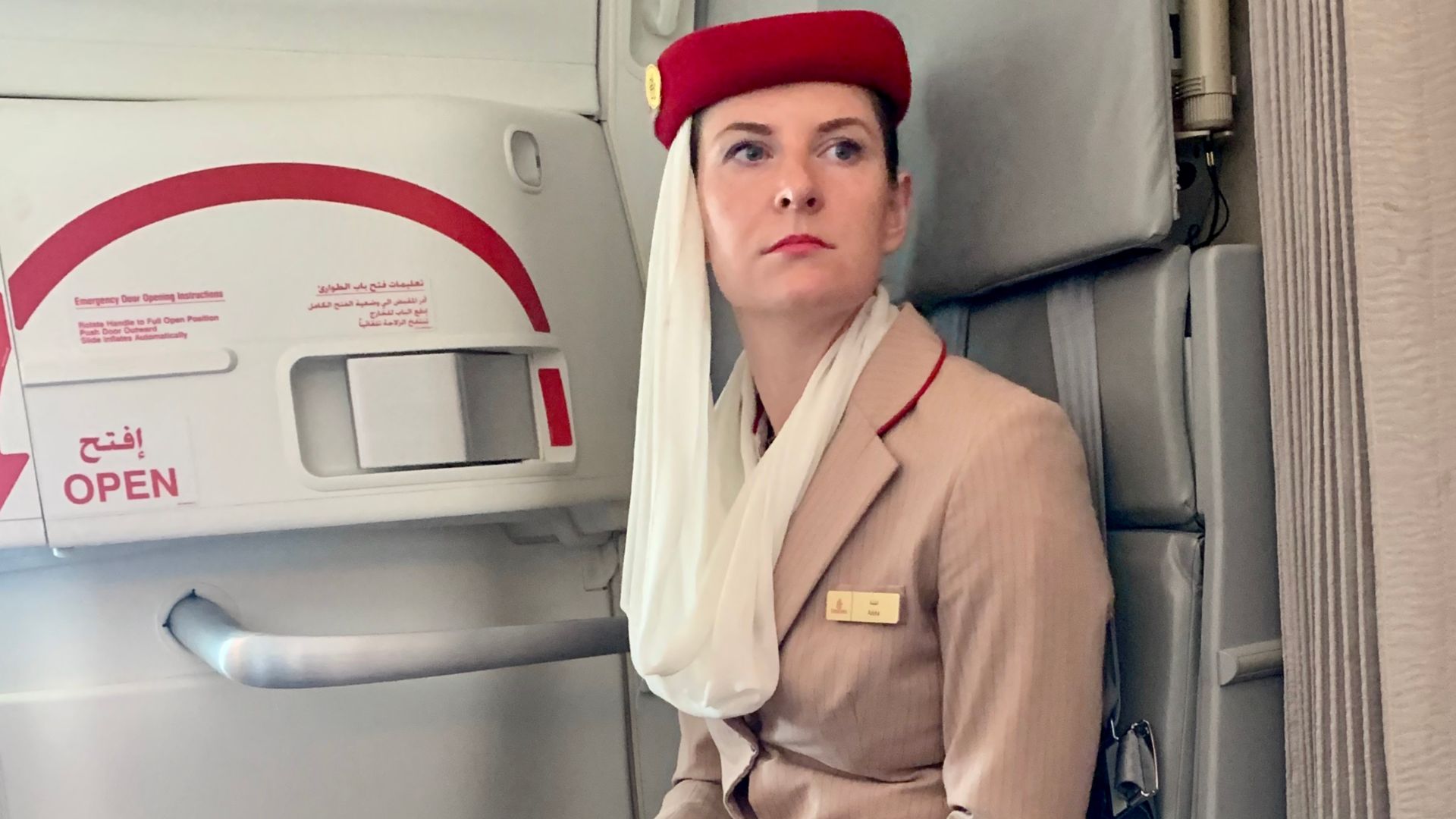 File:Female flight attendant of Emirates airline.jpg