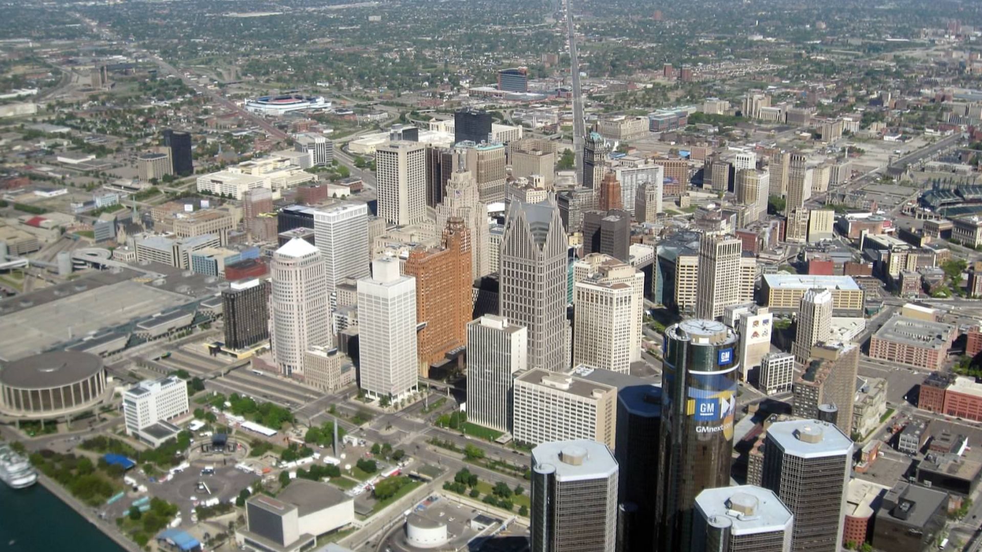 File:Aerial View of Downtown Detroit and Rennaissance Center.jpg