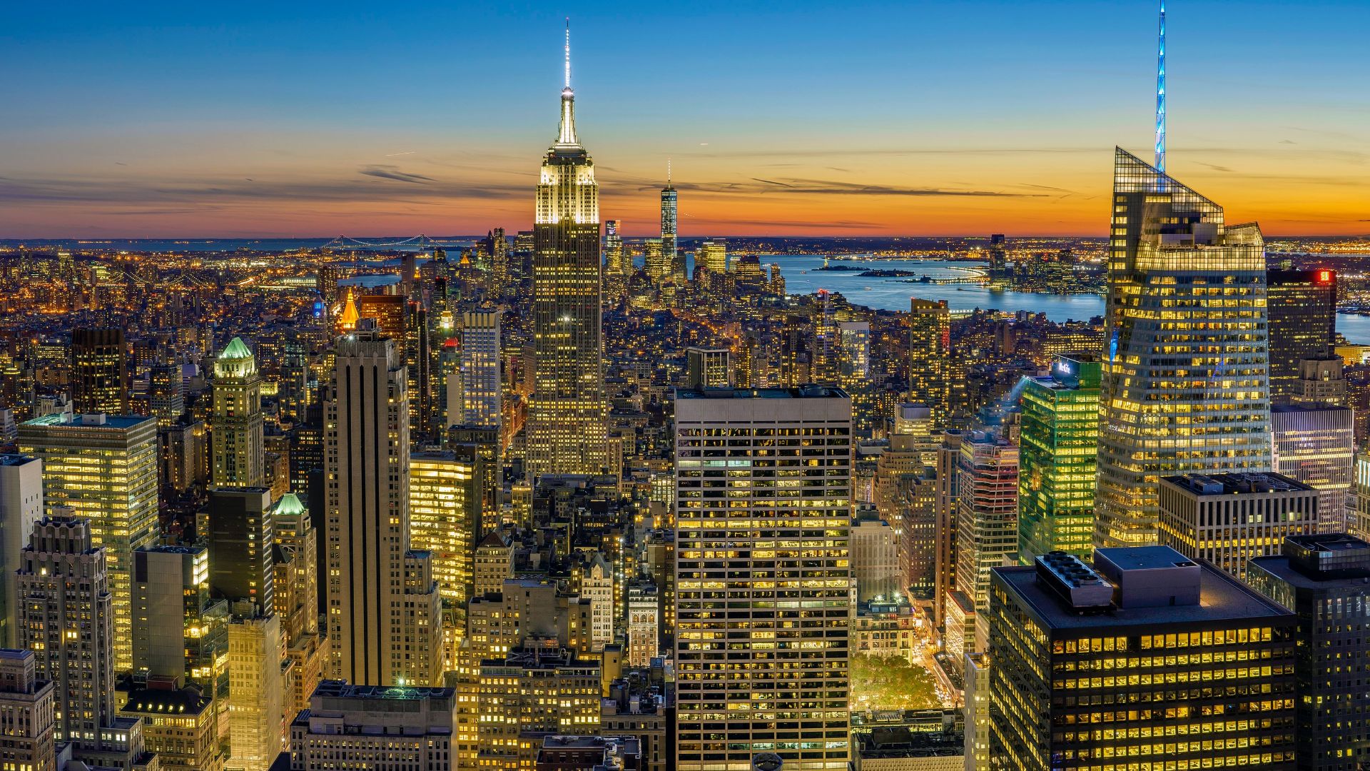 File:Lights of Rockefeller Center during sunset.jpg