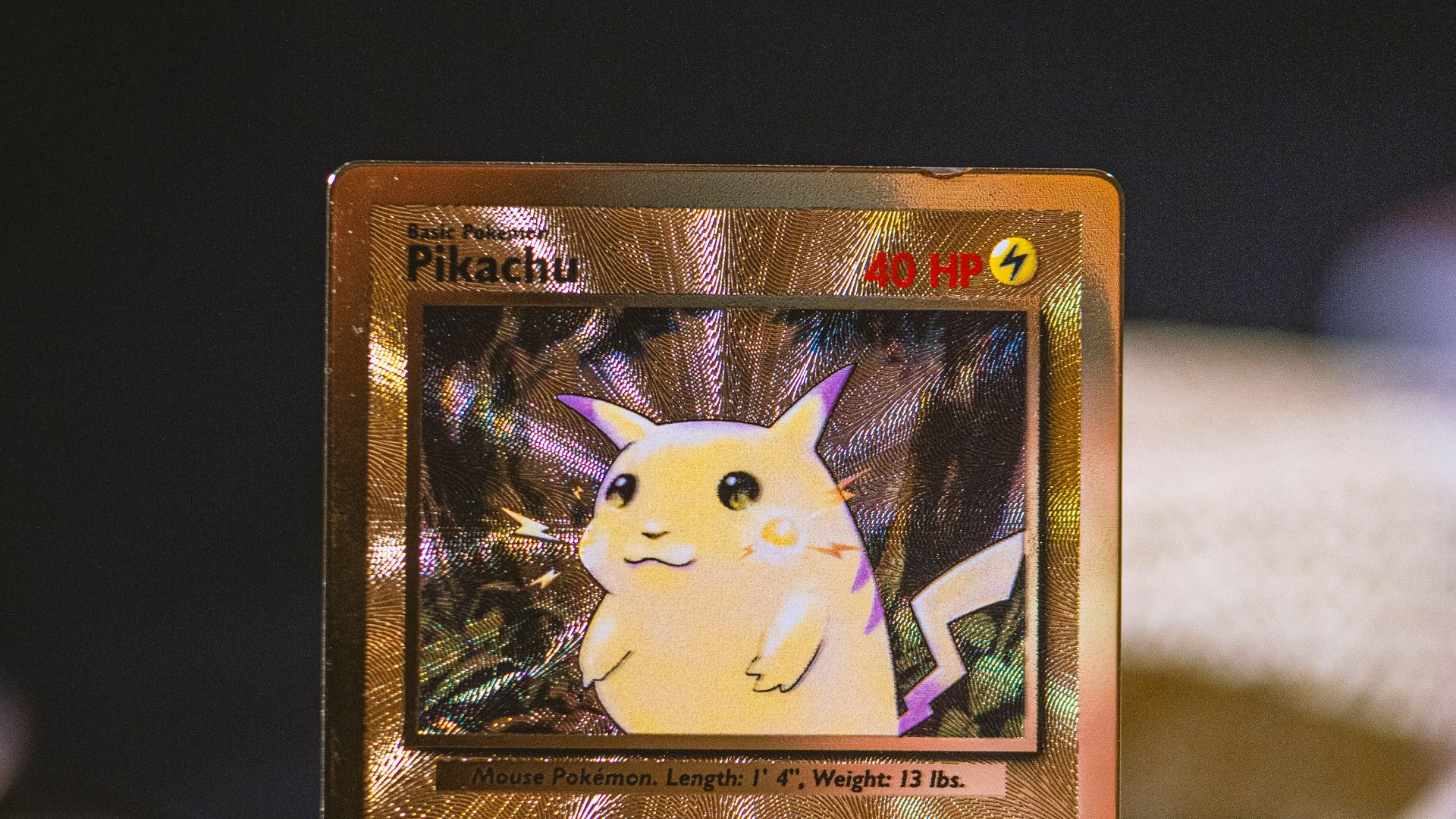 a pokemon card sitting on top of a table