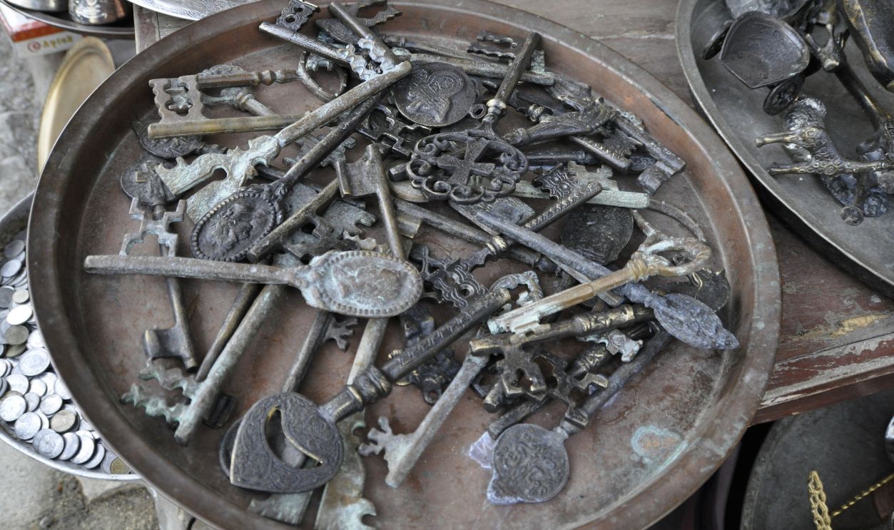 Safranbolu handcraft keys on the plate. Karabuk, Turkey.