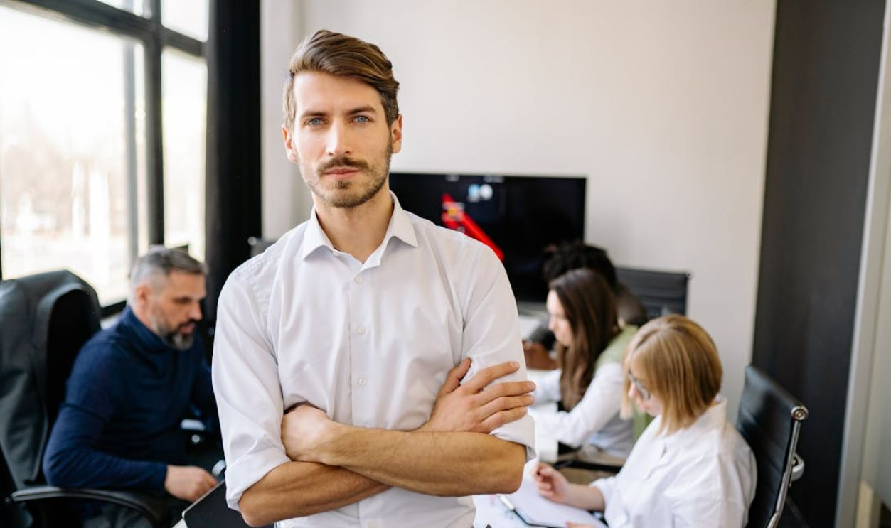 Man standing in conference room