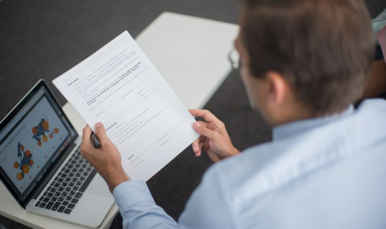 Man checking documents