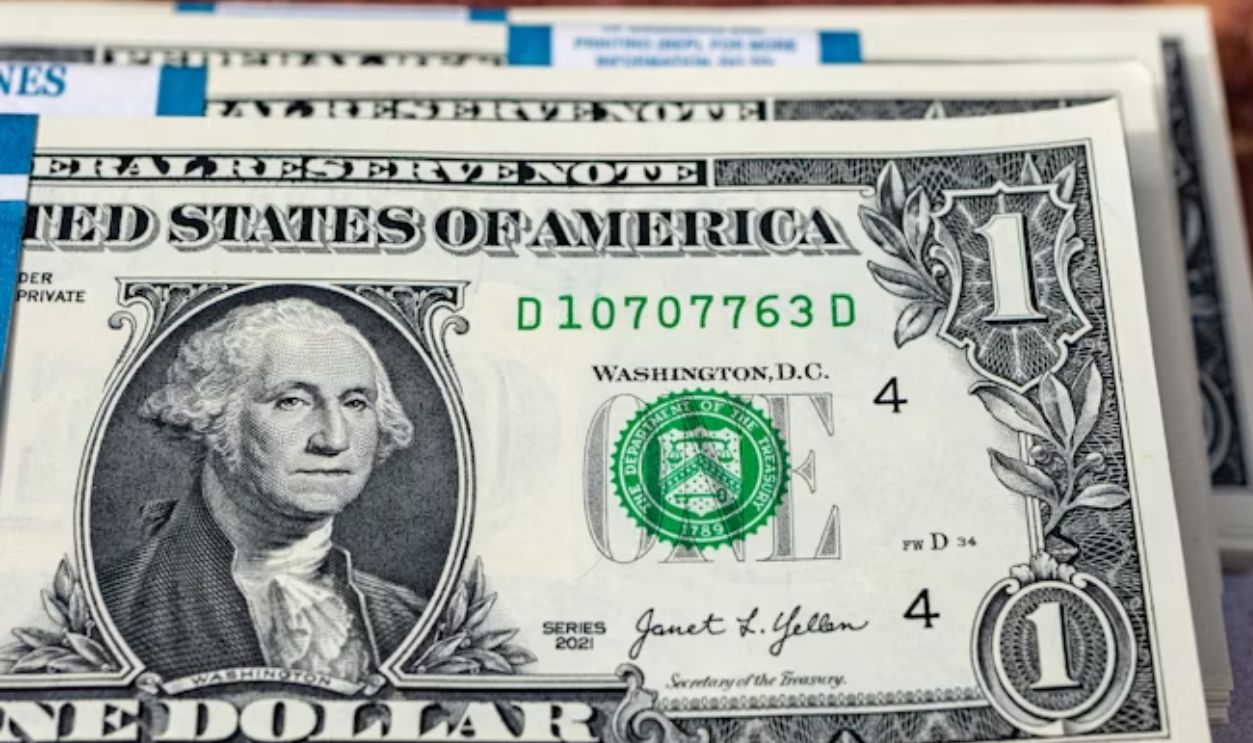 One dollar bill stack