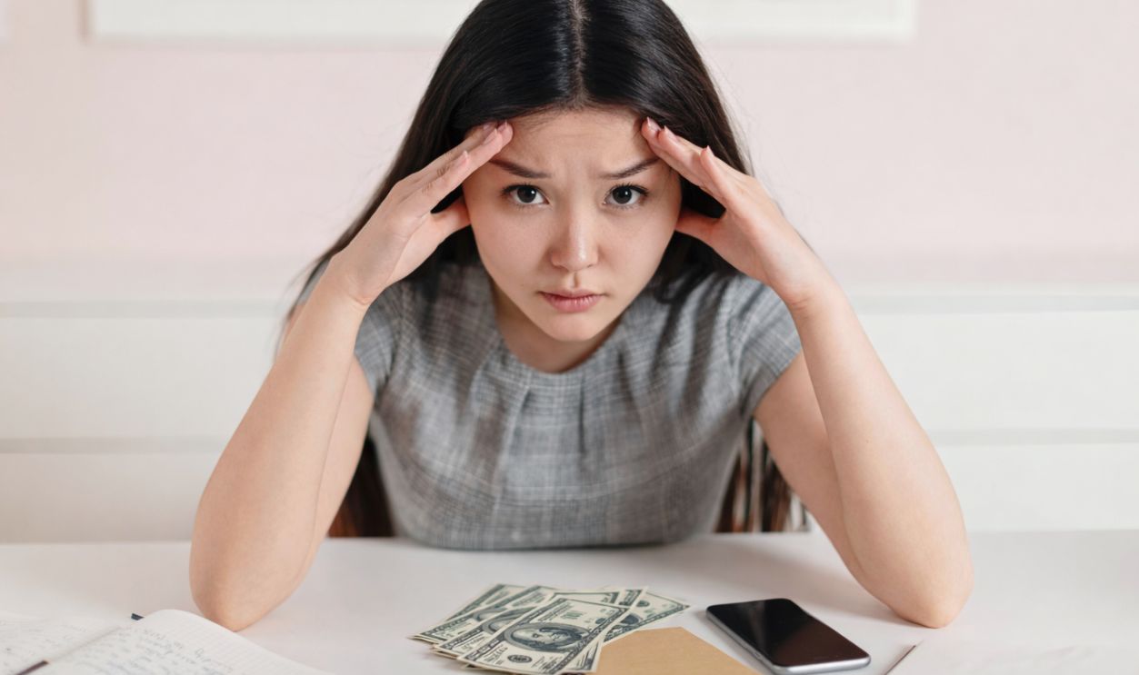 Financially worried woman