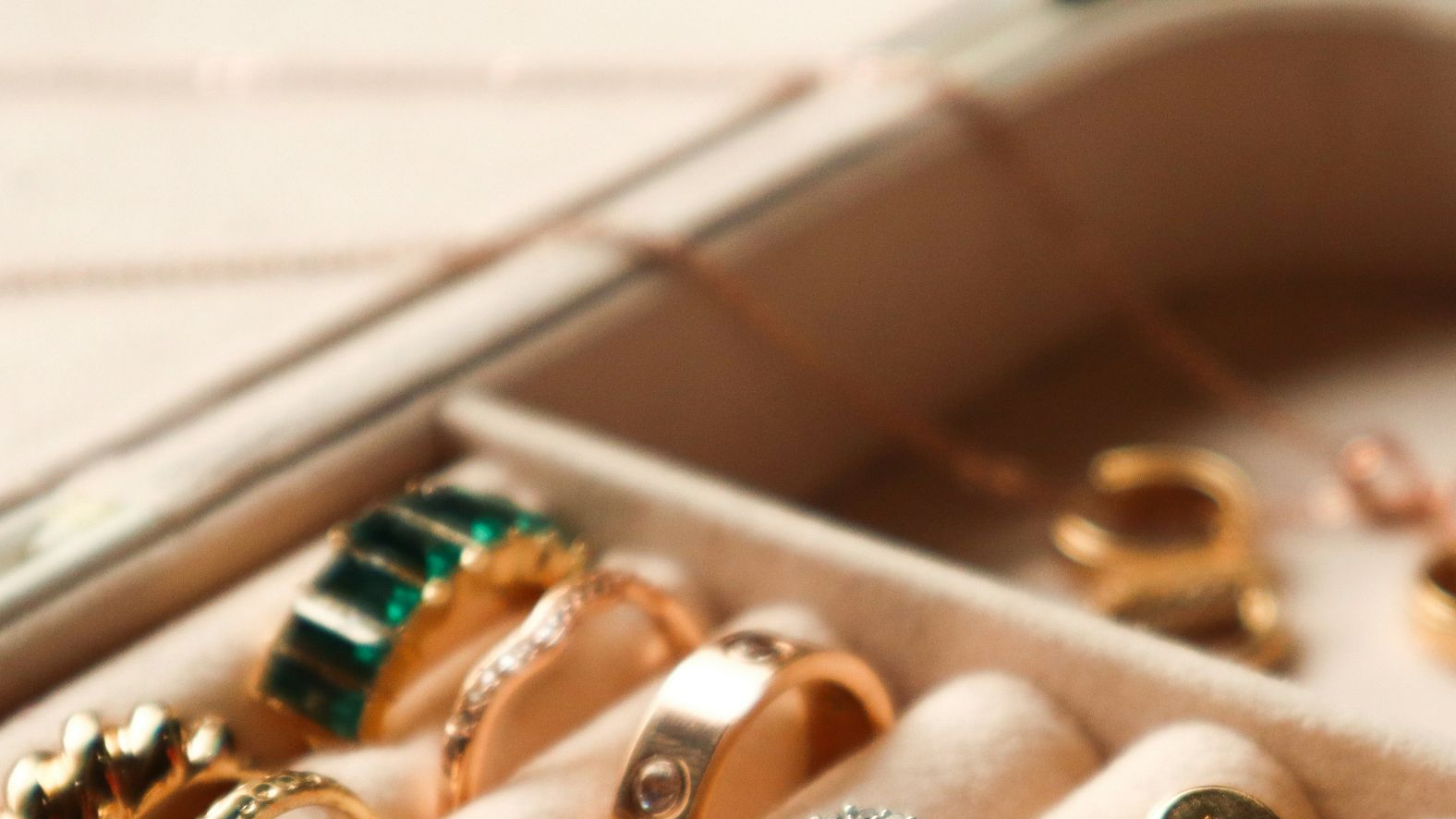 a box filled with lots of different types of rings