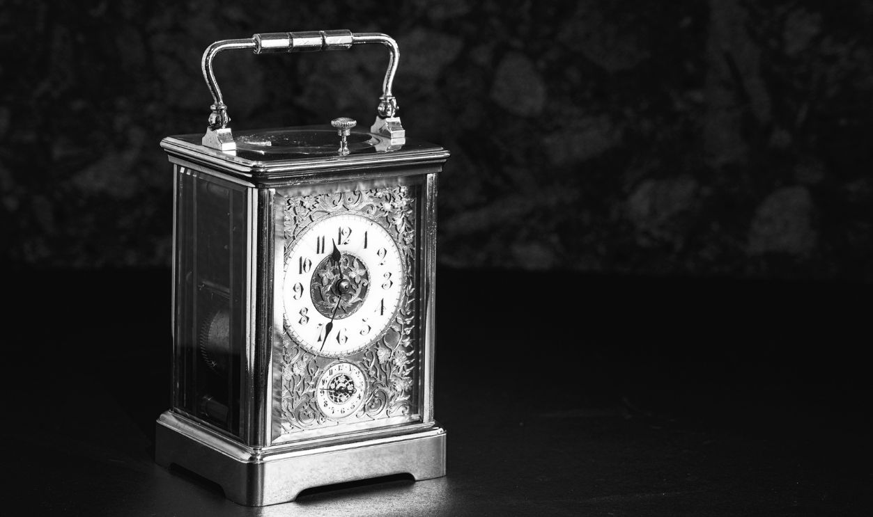 Still life of luxury clock. Black & White image