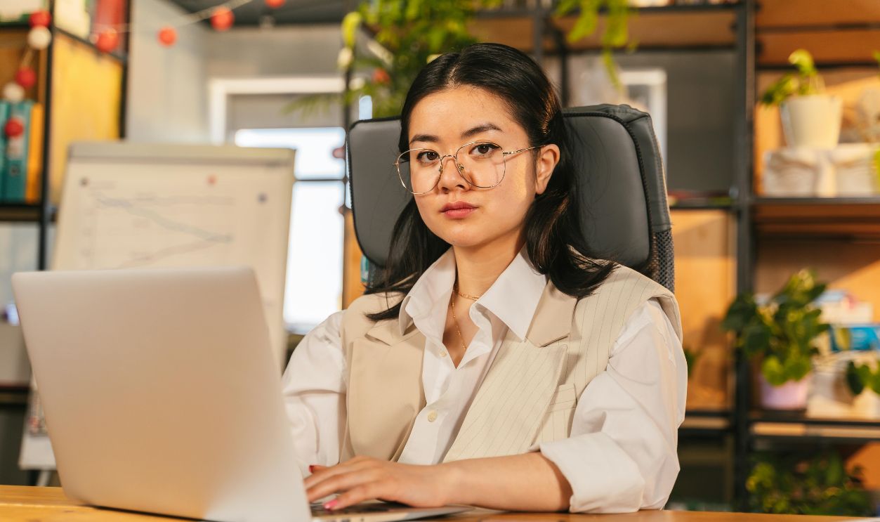 Woman Working and Using Laptop