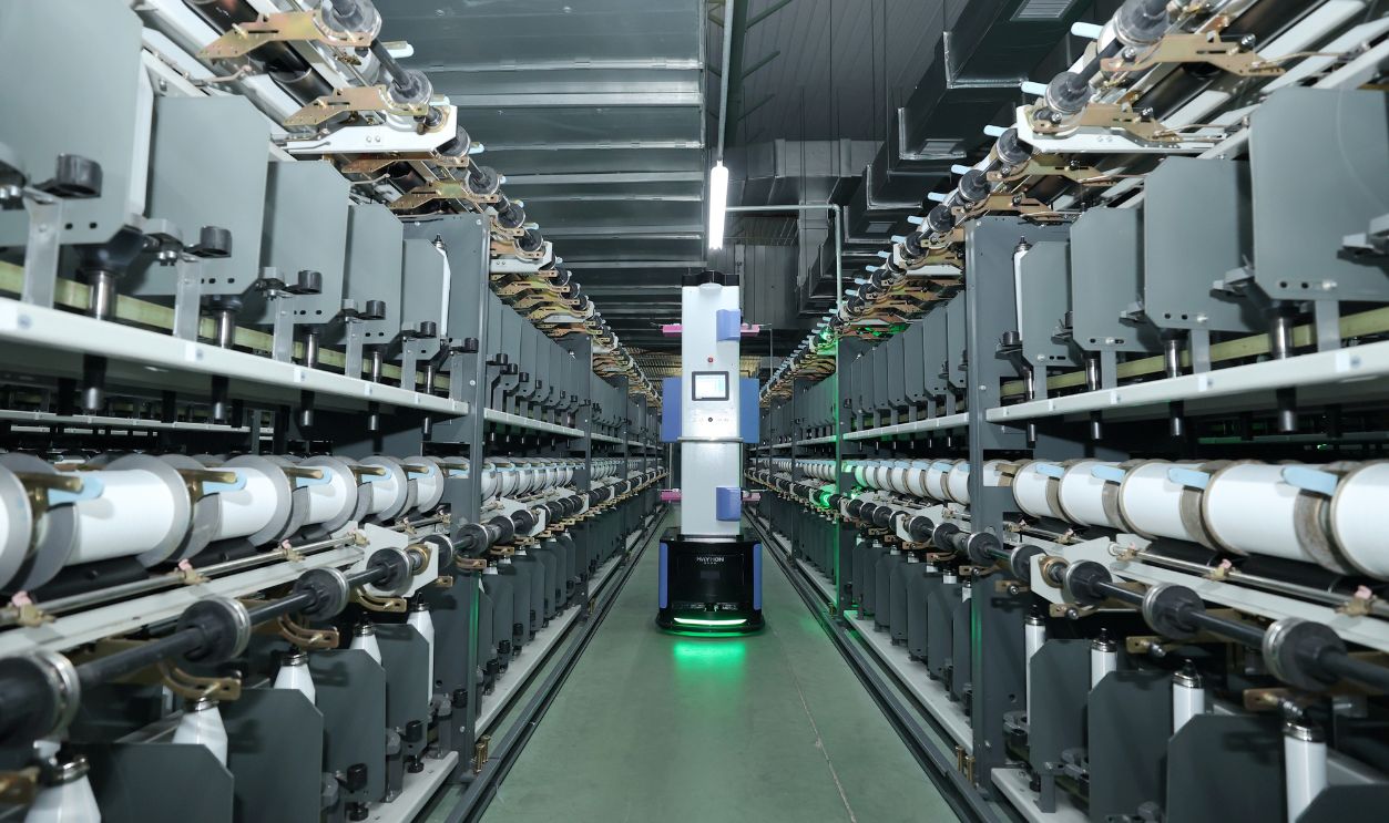 An intelligent robot inspects a production line in Suqian City, Jiangsu Province, China, on November 3, 2025. 